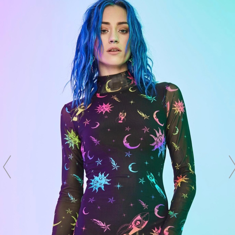 Dolls Kill celestial magic mesh dress